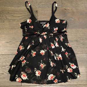 Express Black Floral Tank Top size Small